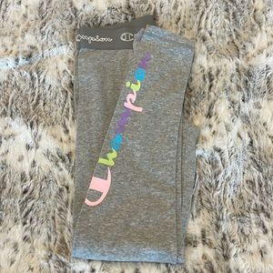 Champion Kids Gray Leggings with Multicolor Logo
